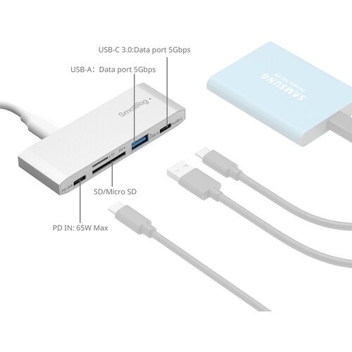 Lecteur de cartes mémoire SmallRig 5 en 1 pour la photographie de voyage