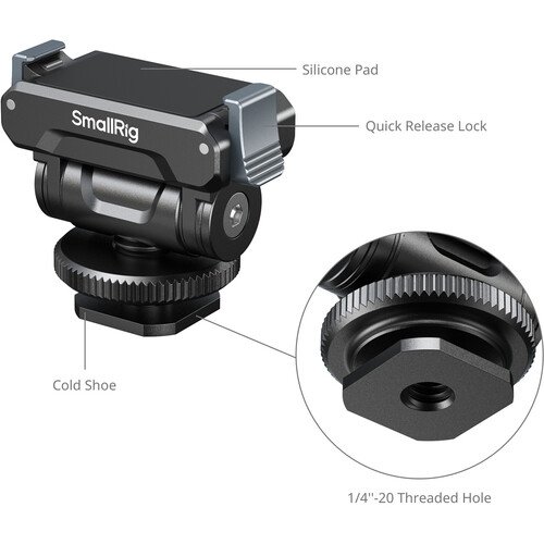 Support à dégagement rapide SmallRig avec adaptateur pour griffe porte-accessoires DJI Osmo Action 5 Pro/4/3