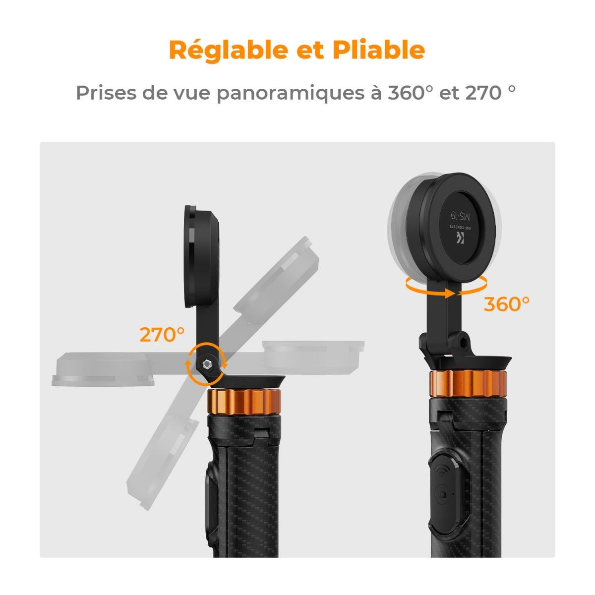 K&F Concept Trépied Magnétique - Vue ergonomie & commandes
