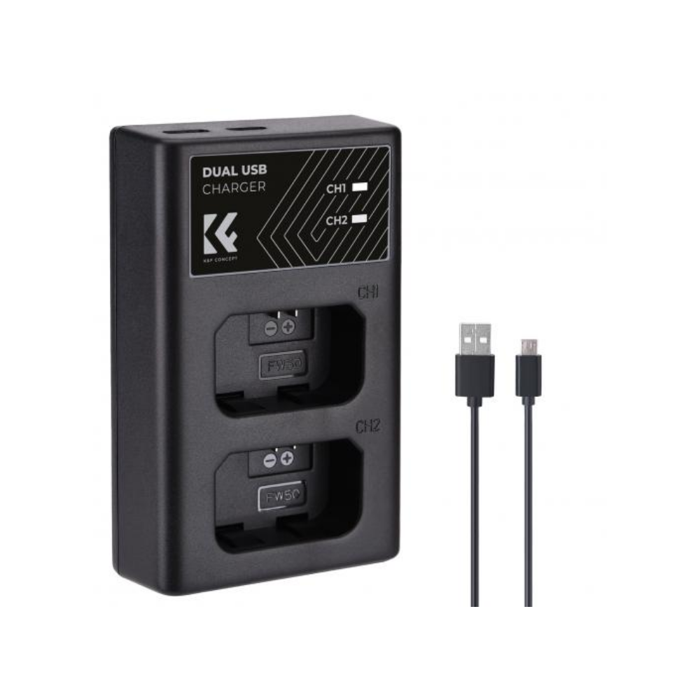 NP-FW50 Battery Charger, Dual Slot Quick Charger