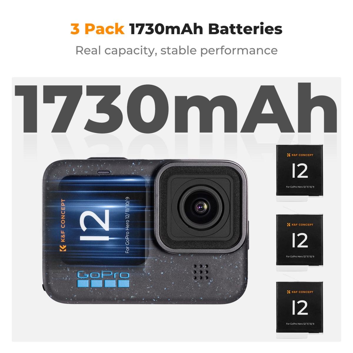 K&amp;F Concept Chargeur hub et 3 batteries KIT pour GoPro KF28.0032V1 3
