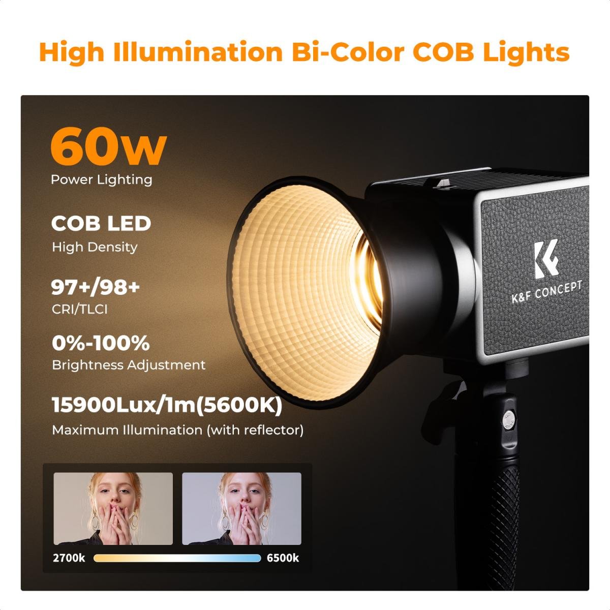Projecteur KF 60W Color Temperature COB Light