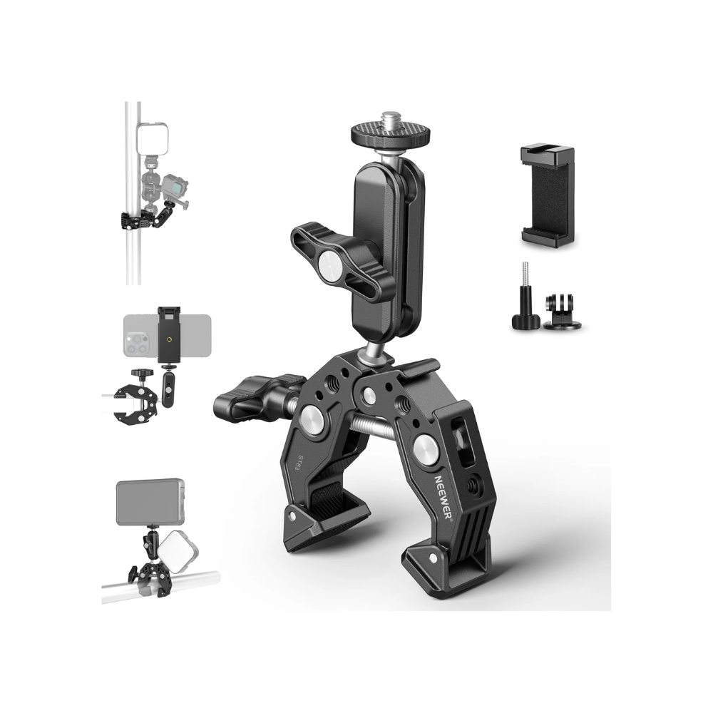 NEEWER ST83 Super Clamp with 3" Dual Ballhead Magic Arm