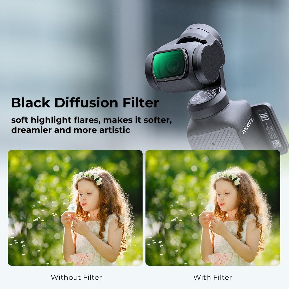 DJI Osmo Pocket 3 Magnetic Black Diffusion Cinematic Effect Filters