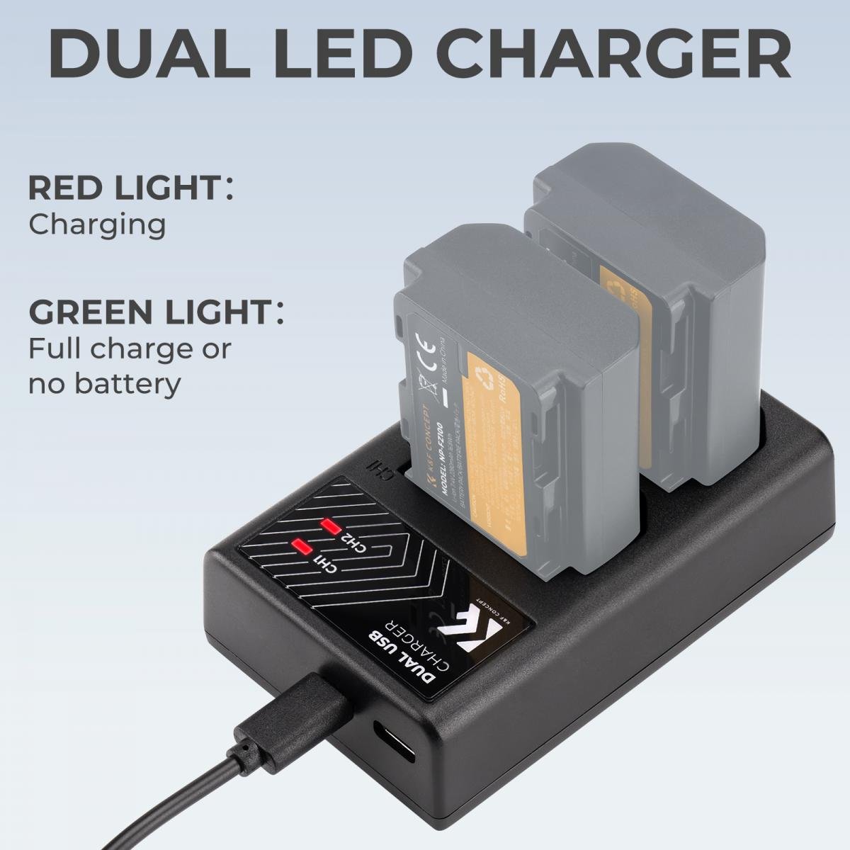 NP-FZ100 Battery Charger, Dual Slot Quick Charger