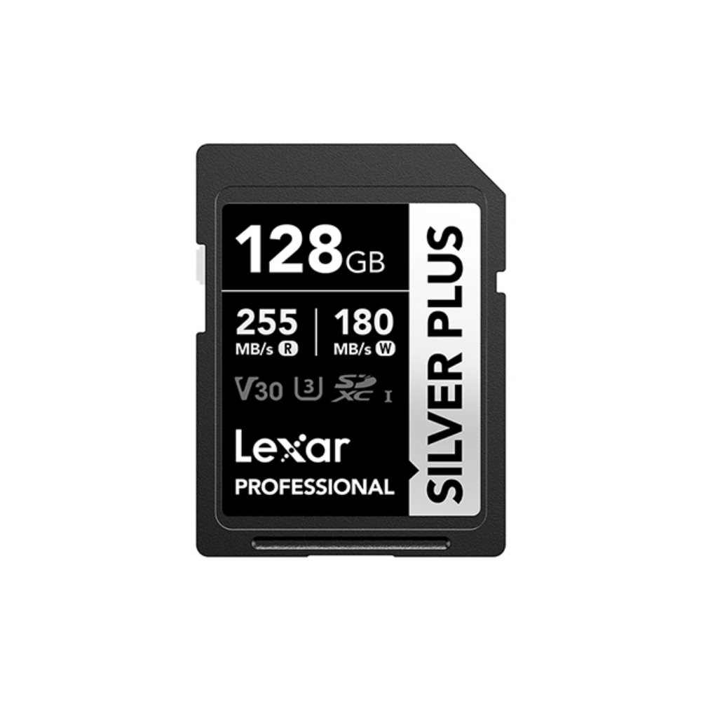 Carte SDXC Lexar 128 Go Professionnel Argent Plus UHS-I V30 (Lecture 255 Mo/s et écriture 180 Mo/s)